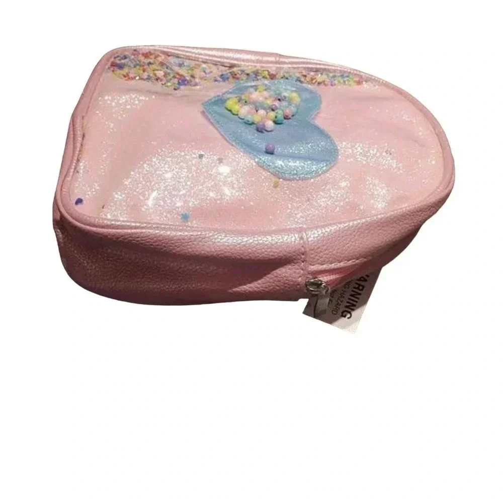 Pink Sparkle Mini BackPack, Kids Faux Leather Sensory Mini Girls Backpack